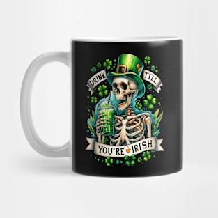 St Patrick's, Drink Till You're Love Irish Skeleton Mug